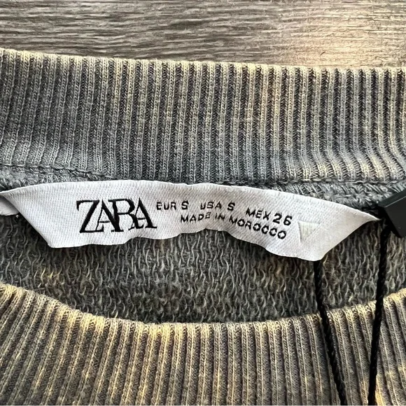 NWT Zara Washed Effect Boxy Oversized Cropped Sweatshirt - Picture 4 of 7
